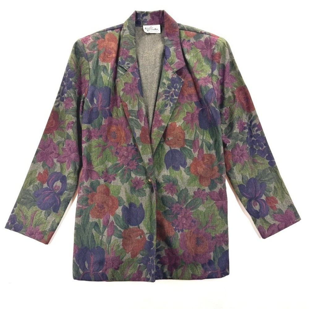 Vintage Katie Brooke Floral Blazer Women's Size 8 Made in USA Cottagecore
